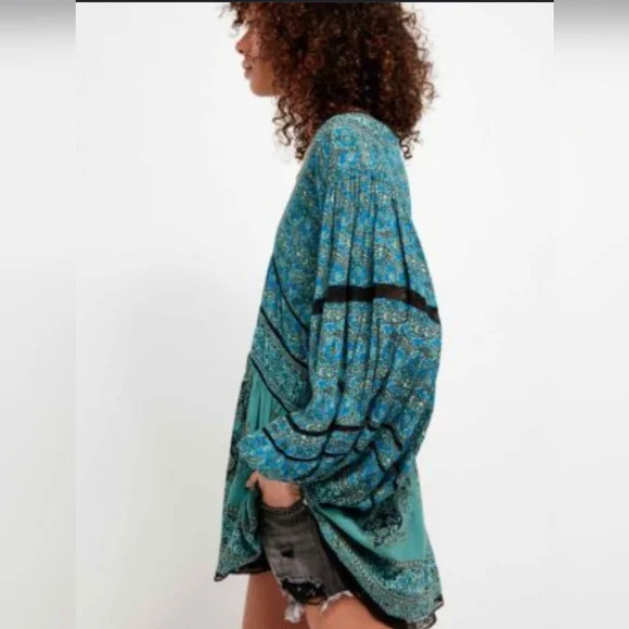 Free People Luna Scarf Print Tunic SZ S - Picture 2 of 10